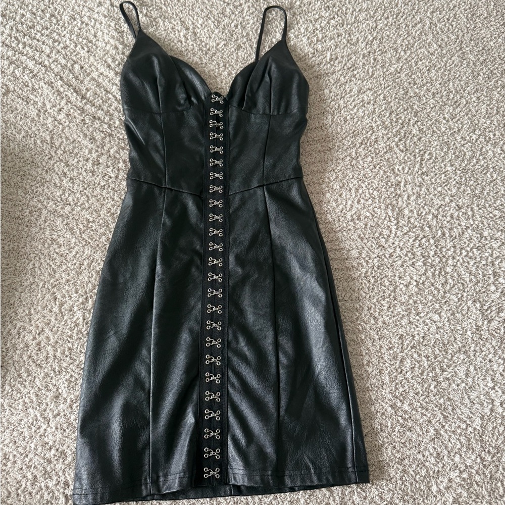 Tiger Mist Black Mini Dress with Hook Accents